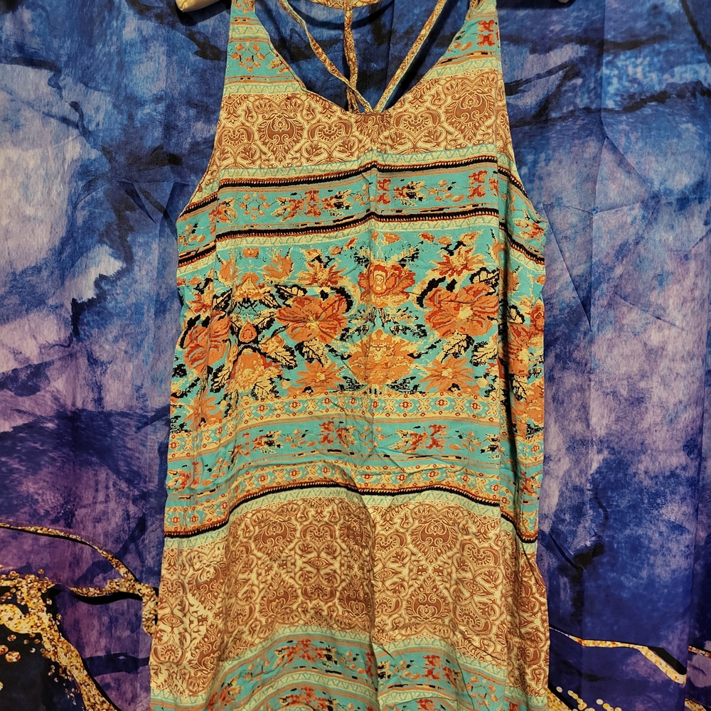 Angie Strappy Top - Blue and Orange Floral